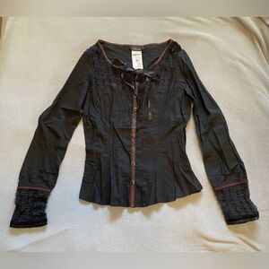 Lip Service Blacklist Blacklight District Lace Detail Top with Red Stitching L